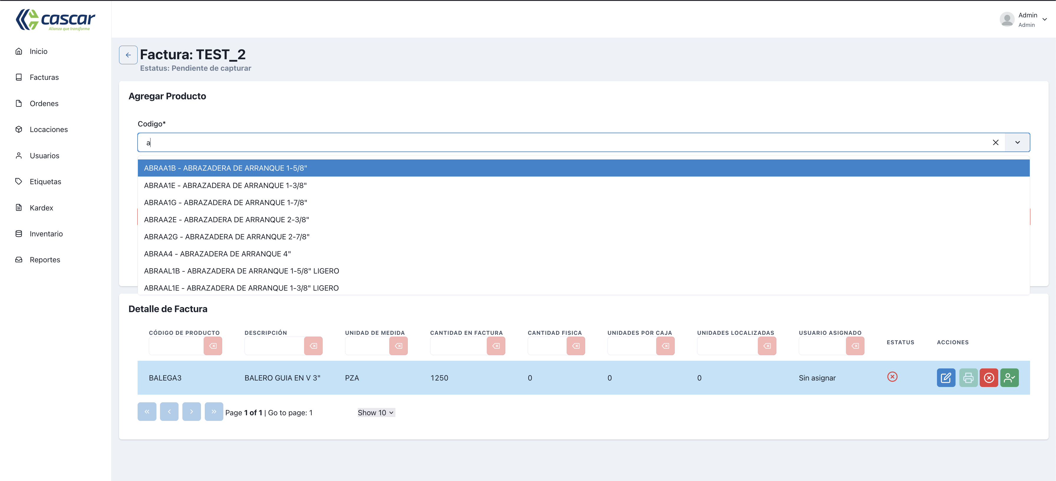 cascar create invoice