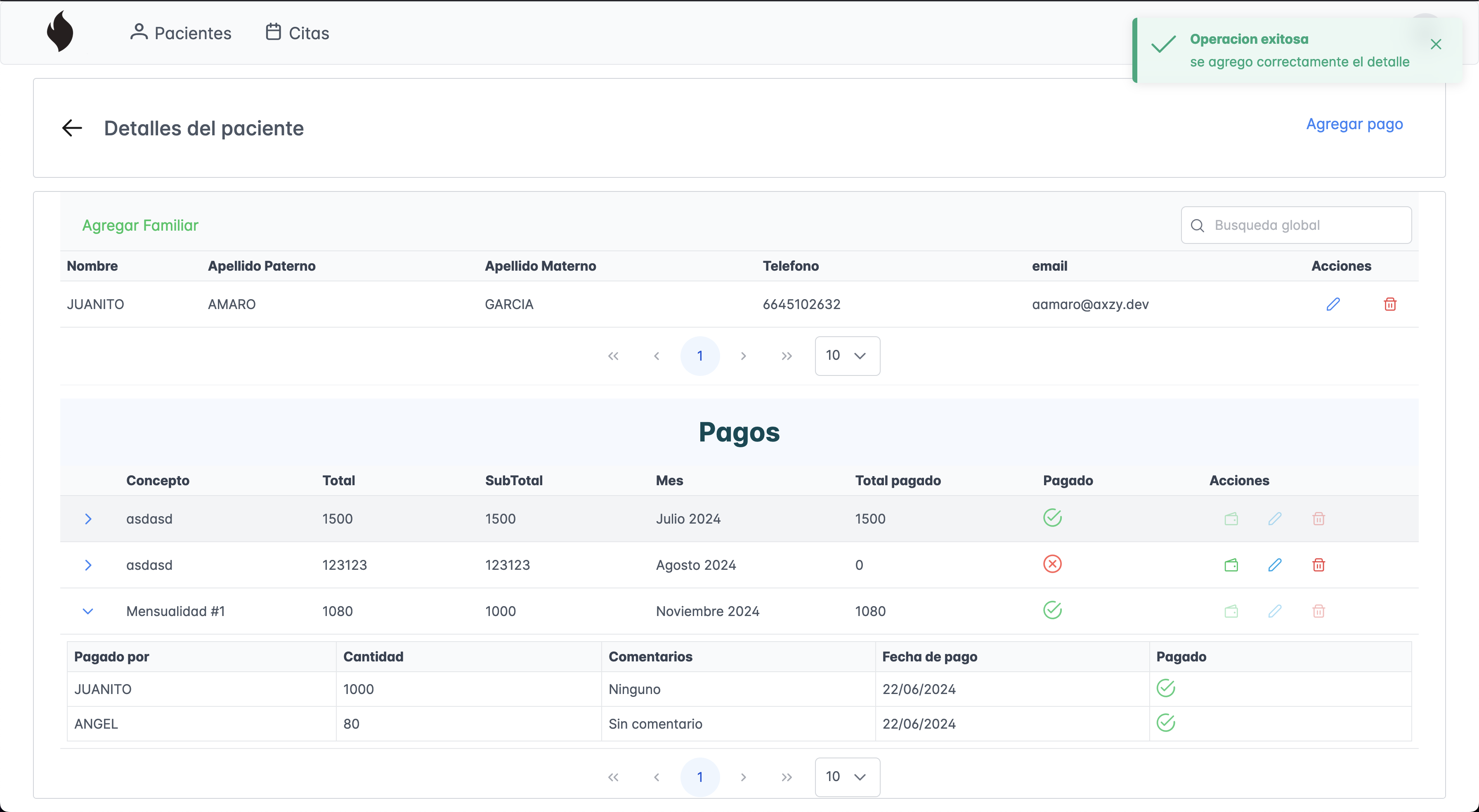 rehab complete payment detail success