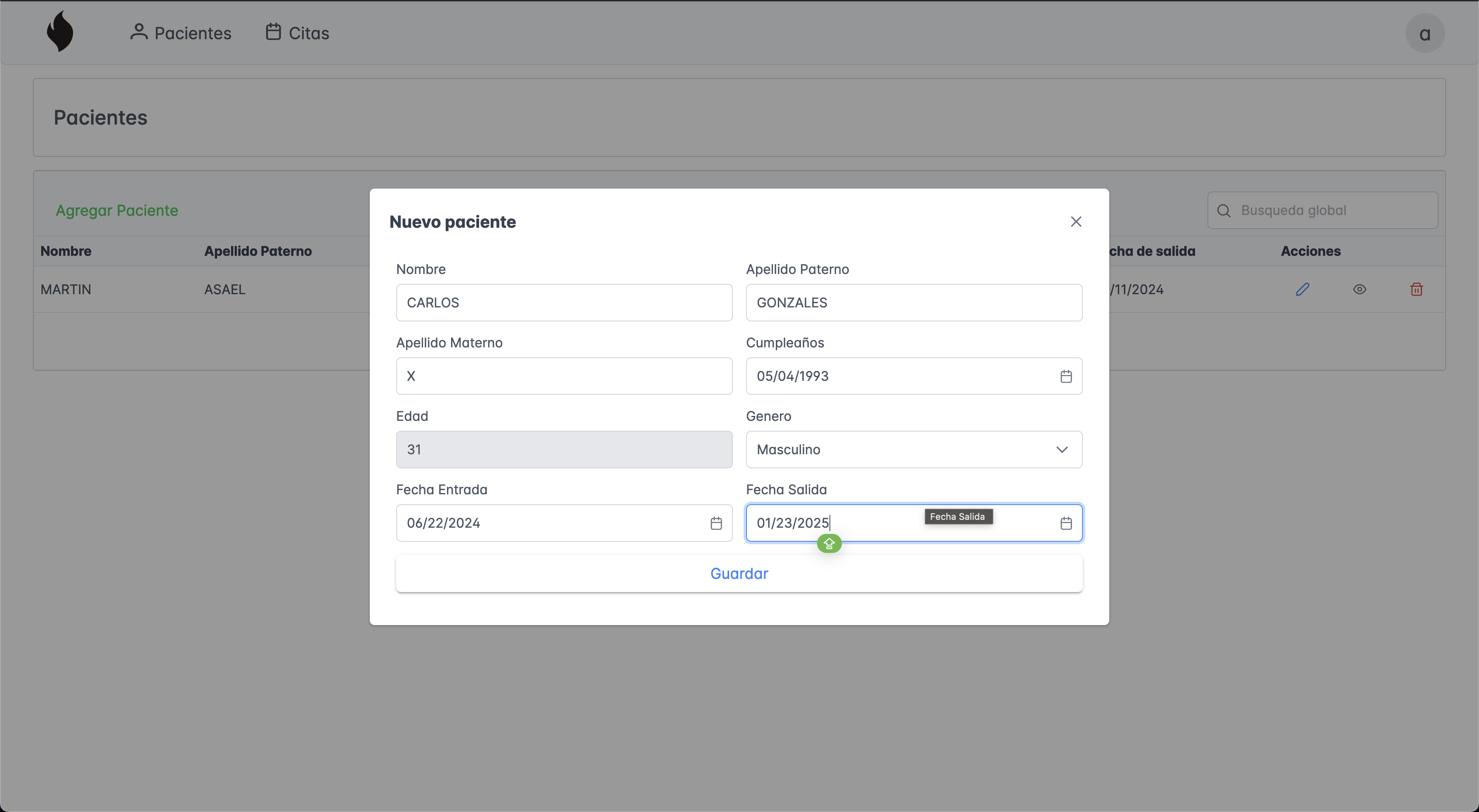 rehab create patient