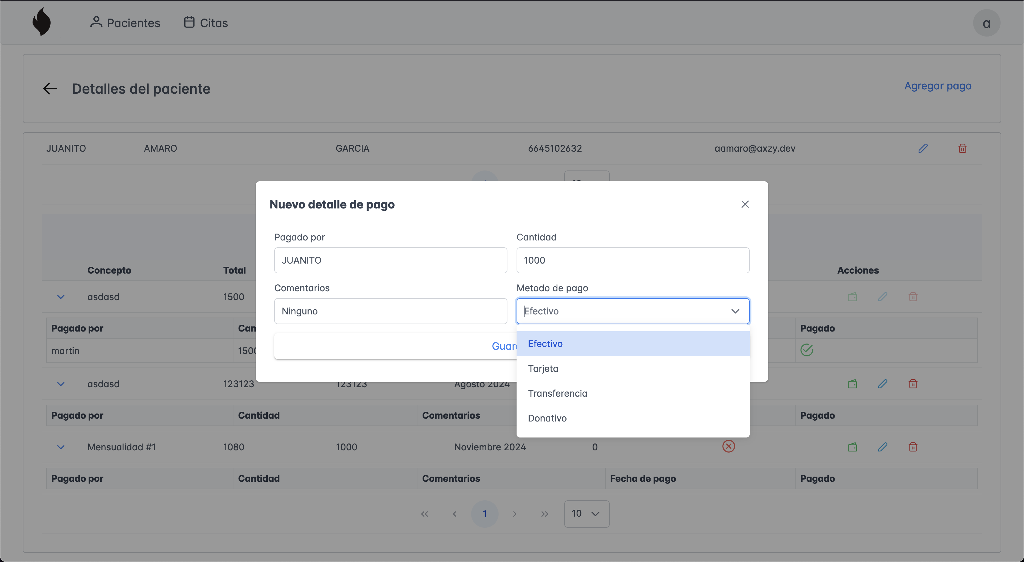 rehab create payment success